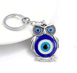 Blue Beads Blue and Silver Evil Eye Keychain for Bike/Car Gifting with Key Ring Anti-Rust (Pack of 1)