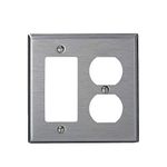 Leviton SJ826-40 2-Gang, Decora, 1-Duplex Receptacle Stainless Steel, Midway Size Wallplate, Stainless Steel