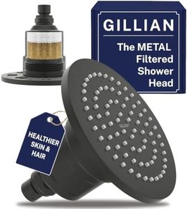 Gillian™ by HammerHead High Pressure Shower Head with Filter – Genuine KDF-55 Filtered Shower Head for Hard Water, Healthier Skin & Hair – Metal 6-Inch Rainfall Showerhead with Filters, Matte Black