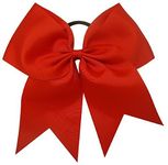 Cheer Bows Red Cheerleading Softball - Gifts for Girls and Women Team Bow with Ponytail Holder Complete your Cheerleader Outfit Uniform Strong Hair Ties Bands Elastics by Kenz Laurenz (1)