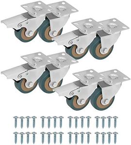 Kurtzy Pack de 8 Ruedas Giratorias Resistentes para Muebles Ruedas de 50 mm, Tornillos, Frenos y Placas de Metal - Ruedas de Goma para Muebles, Carritos, Uso Industrial y Mover Muebles