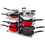 D&V ENGINEERING - Creative in innovation Heavy Duty Frying Pan Countertop Rack Organizer For Kitchen,5 Tier Pan Rack Holder-Black(Iron),Tiered Shelf