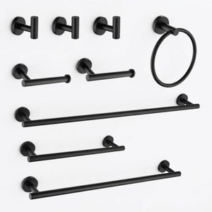 9-Piece Bathroom Hardware Set Stainless Steel Wall Mounted Towel Rack