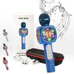 NEVLERS Karaoke Microphone with Wireless Bluetooth Speaker, Voice Changer and Colorful LED Lights, Easy To Use Portable Karaoke Machine for Kids and Adults - BLUE BLING