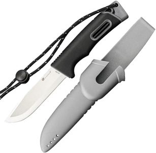 HX OUTDOORS Extra Sharp Survival Bushcraft Knife with Fire Starter, Premium 14C28N Steel Fixed Blade Camping Knife with Sheath for Outdoor, Hiking, Backpacking(Black)