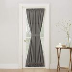 Sun Zero Barrow Energy Efficient Door Panel Curtain with Tie Back, Steel Gray, 54" x 72"