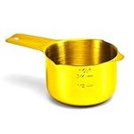 2lbDepot 1 Cup Measuring Cup Gold Stainless Steel Metal, Accurate, Engraved Markings US & Metric (240 ml), Wet Liquids & Dry Food Ingredients for Kitchen Baking & Cooking, One Single Cup