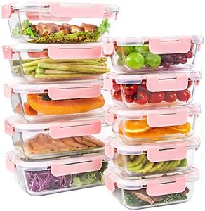 Glass Food Storage Containers with Lids 10 Pack Airtight Glass Meal Prep Containers, Stackable & Leak-proof