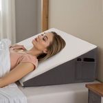 Exsnugy Patented Wedge Pillow 25.5cm Elevated Bed Wedge Pillow Headboard for Acid Reflux Relief,Sleeping,Post Surgery,Back Pain Relief,Snoring,Soft Memory Foam Top & Washable Breathable Grey Cover