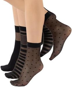 CALZITALY 20 Den 3 Pairs Woman Pop Socks, Sheer Ankle Socks, Silk, Black, Italian Hosiery