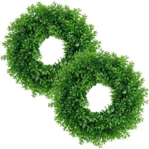 U'Artlines 2Pack 17" Front Door Wreaths Artificial Spring Summer Greenery Hanging Garland for Home Wedding Wall Window Decoration (17'' Boxwood,2)