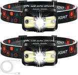 Headlamp Rechargeable, ALIPRET 1100 Lumen Super Bright Motion Sensor Head Lamp flashlight, 2-PACK Waterproof LED Headlight with White Red Light, 8 Modes Head Lights for Camping Cycling Running Fishing