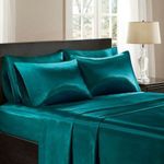 Atrube's Satin Pillow Covers for Hair and Skin| Silk Satin Pillowcase 2 Pack with 3 Silk Scrunchies| with Envelope Closure (Teal)