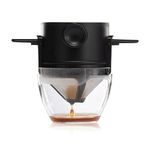 Filter Coffee Maker with Bottom Cup Double Mesh Pour Over Coffee Filter Food Grade Stainless Steel & Plastic Coffee Dripper 100% Paperless Foldable to Fit Most Cup Keep Coffee Flavour Easy Use & Clean