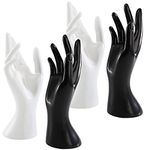 Okllen 4 Pack Female Mannequin Hand, Hand Ring Display Stand Jewelry Organizer Bracelet Bangle Necklace Holder for Hand Chain, Finger Ring, Glove, White & Black, Right Hands