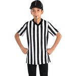 Thapower Children’s Referee Shirt Costume Kids Youth Black and White Stripe Ref Jersey Uniform for Basketball Football Hockey