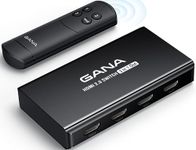 HDMI Switch 3 in 1 Out 4K@60Hz, GANA HDMI Splitter Switcher with Remote, Aluminum HDMI 2.0 Switch Box Hub for 3D, HDCP2.2, HDR, Compatible with Xbox, PS5/4/3,Fire Stick,Roku,Blu-Ray Player, Black