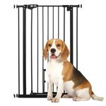 PawHut 41" H Dog Gate with Cat Door, Pet Gate with Small Door, Easy Open Indoor Dog Gates for Doorways, House, Stair, 29.1"-31.5" Long, Black