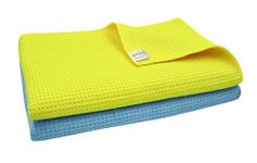 SOFTSPUN Microfiber Drying Cloth, 60x80 Cms 2Pcs Waffle Weave Towel Set 400 GSM Multicolour! Super Absorbent Lint & StreakFree Cloth Cleans and Polishes for Car WindowGlass Office & Home.