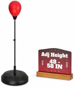 Adjustable Boxing Reflex Bag with Stand – 48"-58" Standing Punching Bag Kit with Gloves & Pump, Beginner Boxing Equipment for Training Coordination and Reaction Speed | Sport Gift for Home Workouts