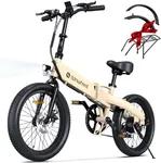 isinwheel U5 Electric Bike Adult 500W, 20" Folding Bikes, 20MPH Max Range 45+ Mile, 48V 374.4Wh Removable Battery, Weighs Only 48.5lbs, Suitable for Leisure Riding&Commuting (Gold)