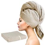 YRVCT Large Hair Turban Towel Wrap for Women, Quick Dry Super Absorbent Hair Drying Towel,Girls Anti Frizz Hair Drying Towel with Elastic Strap for Wet Hair(40 * 24inch)