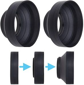 55mm Camera Lens Hood - Rubber - Set of 2 - Collapsible in 3 Steps - Sun Shade/Shield - Reduces Lens Flare and Glare - Blocks Excess Sunlight for Enhanced Photography and Video Footage