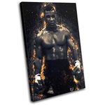 Bold Bloc Design - Boxing Mike Tyson Fire Abstract Sports 60x40cm SINGLE Canvas Art Print Box Framed Picture Wall Hanging - Hand Made In The UK - Framed And Ready To Hang