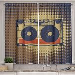 Ambesonne 70s Party Kitchen Curtain