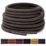 Stepace Round Waxed Shoe Laces [2 Pairs] 1/8" Shoelaces for Boots and Oxford, Dress Shoes Dark Brown 76