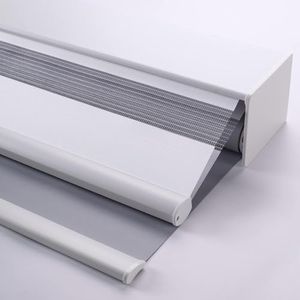 ZSHINE Day and Night Dual Layers Manual Cordless Roller Shades and Light Filtering Zebra Shades Suitable for Home, Office, Hotel, Club, Restaurant, Cinema Windows (Grey)