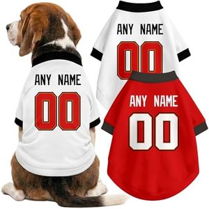 DALLASC Tampa Bay Dog Clothes Jersey Style Custom Pet T Shirt with Personalized Name Number for Small Medium Large Dogs