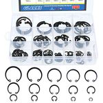 Glarks 300Pcs 15 Size Metric Internal Circlips Snap Retaining Ring Assortment Kit, Black Alloy Steel