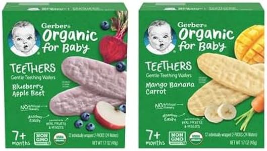 Gerber Organic Teethers Variety Pack, 1 Mango Banana Carrot, 1 Blueberry Apple Beet, 2 CT