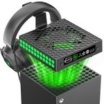 Kosker Xbx Series X Cooling Stand with Auto Cooling Fan, Xbx Series X Fan with 9 RGB Light, 5 Adjustable Xbx Series X Fan Cooling System, Xbx Series X Accessories, USB Charging Port, Headset Hook