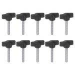 sourcing map 10pcs Tee Wing Knobs Thumb Screws M5 x 30mm Standard Male Thread Plastic T/Z Knobs Adjustable Handles Hand Clamping Knobs Grip Thumbscrew, Black