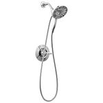 Delta Faucet Arvo 14 Series Single-Handle Shower Faucet, Shower Trim Kit with 4-Spray In2ition 2-in-1 Dual Hand Held Shower Head with Hose, Chrome 142840-I (Valve Included)