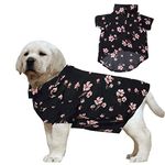 Western Era Super Soft Trendy Printed Shirt, Ultra Comfort Dog Apparel, Cotton Printed Breathable Basic Vest Dog Shirt, Lightweight Thin Shirt for Your Furies (Black Flower Print) (Large - 20inch)