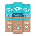 Hello Goodbye Plaque-Hello Whitening Toothpaste, Fluoride Free, Vegan & Sls Free, Natural Peppermint with Tea Tree & Coconut Oil, 98ml, Pack of 3, Amazon Exclusive