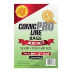 1000 Loose Crystal Clear Comic Book Bags - Fits Silver/Regular Size Comic Books - ComicProLine