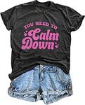 JINTING You Need to Calm Down T-Shirt Woman Country Concert Tops Music Lovers Tee LGBTQ Pride Gift Tops, Dark Grey, XX-Large