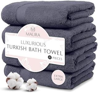 MAURA Indigo Blue Extra Large Turkish Cotton Luxury Bath Towels Set of 4. Ultra-Soft, Thick & Plush Towels for Bathroom - Denim Blue