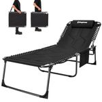 KingCamp Oversize Padded Sun Lounger Garden 5-Position Adjustable Backrest 78.7x26.7in Folding Sun Loungers for Heavy People Sun Bed with Pillow Lounge Chair for Camping Patio Pool Indoor Outdoor