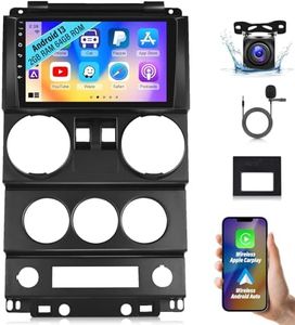 EKAT 2+64G Car Stereo for Jeep Wrangler（2 Doors） 2007 2008 2009 2010 with Carplay & Android Auto - 9 inch Android Touchscreen Radio Support WiFi/GPS Navigation/FM/RDS/Bluetooth