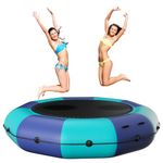 Inflatable Water Trampoline,10Ft/12Ft/15Ft Recreational Water Bouncer,Floating Water Trampoline with 500W Electric Inflator & Rope Ladder,Kids Adults Portable Bounce Swim Platform for Lake,Pools