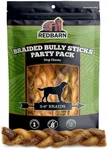 Redbarn All Natural 5-8” Braided Bully Sticks for Small & Large Dogs - Healthy Long Lasting Beef Chews Variety Party Pack - Single Ingredient Low Odor Rawhide Free - 8 oz Bag - Packaging May Vary