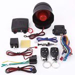 Car Security System, Car Alarm System Immobilizer Kit, Universal Car Alarm Security System Keyless Entry with 2 Remote Controls Siren Car Security