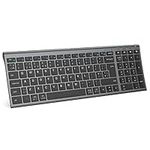 iClever Wireless Keyboard, Bluetooth Keyboard Stable Connection to Multi Devices Rechargeable Slim Keyboard for Mac, iPad, Android, Windows, QWERTY UK Layout -Black