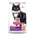 Hill's Science Diet Adult Sensitive Stomach & Skin Grain Free Dry Cat Food, Salmon & Yellow Pea Recipe, 13 lb Bag