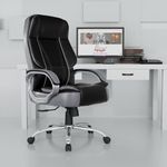 Rose Designer Chairs® SpaceX Leatherette Executive High Back Revolving Office Chair (Black & Grey)